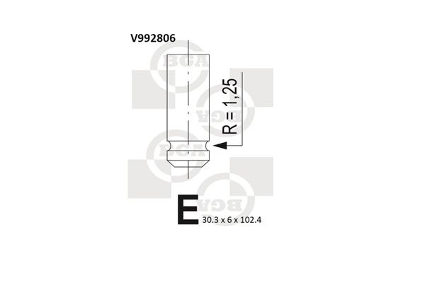 Впускний клапан, 30,3мм, 6мм, 45°, Daewoo Espero 1.5 DOHC, Nubira I,II 1.6 DOHC, Lanos 1.6 DOHC, Bg Automotive V992806