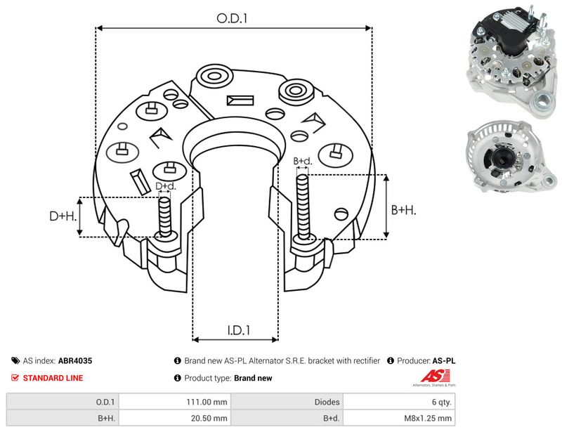 AS-PL ABR4035 Rectifier, alternator