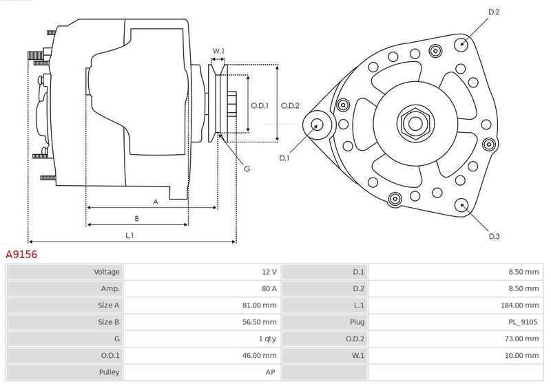 AS-PL A9156 Alternator