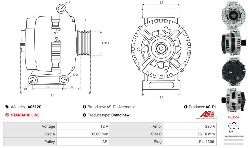 AS-PL A0512S Alternator