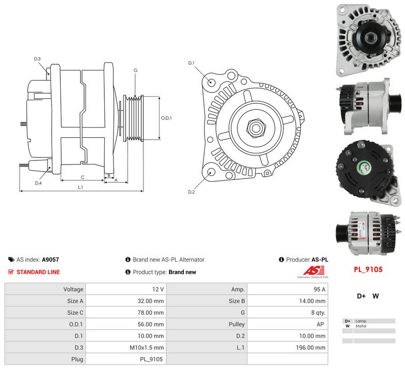 AS-PL A9057 Alternator