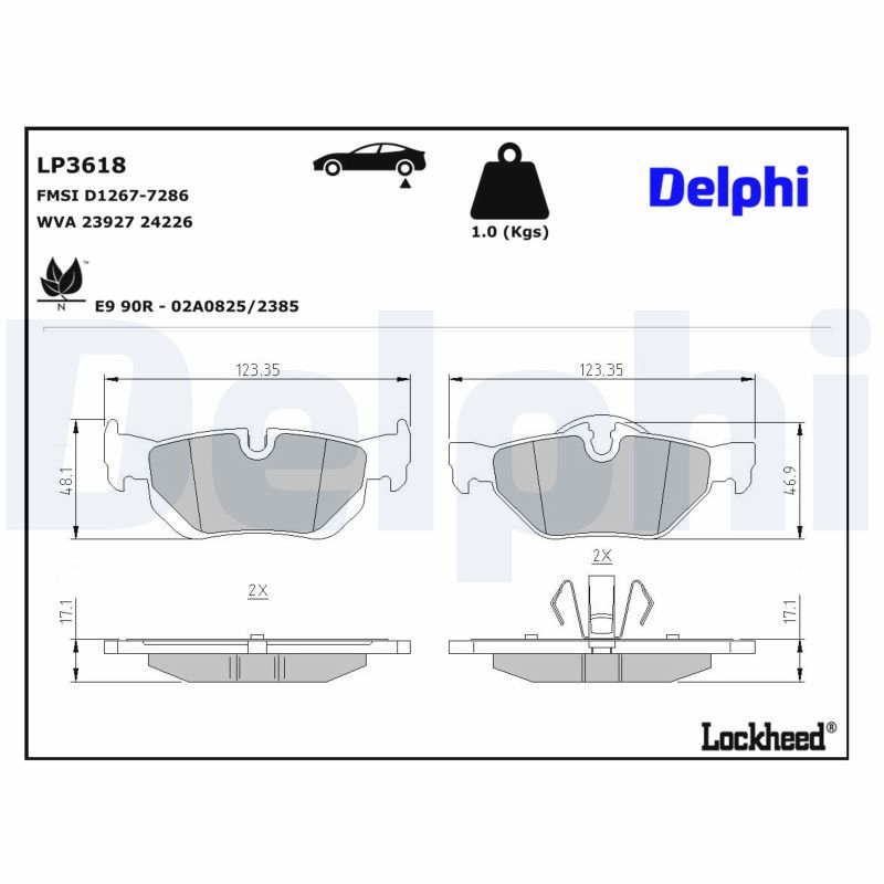 Piduriklotsi komplekt, ketaspidur, DELPHI LP3618