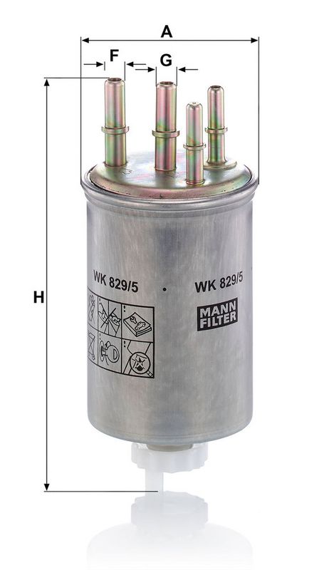 Kütusefilter, MANN-FILTER WK 829, 5