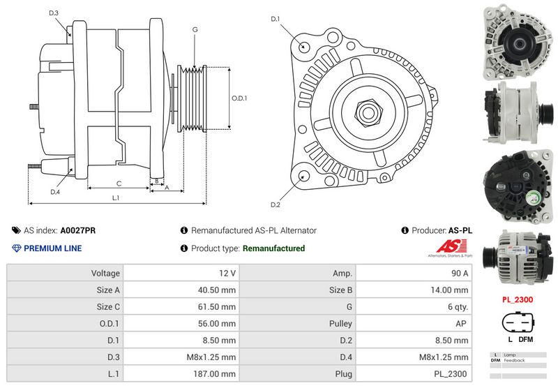 Generaator, AS-PL A0027PR
