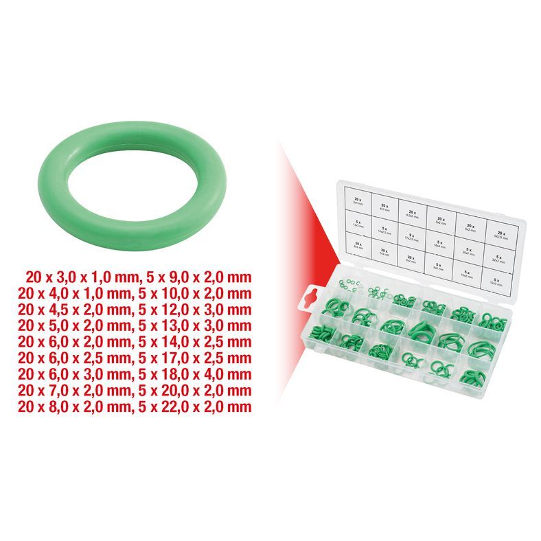 Sortimentlåda, O-ringar, HNBR, inner Ø 3-22mm, 225st