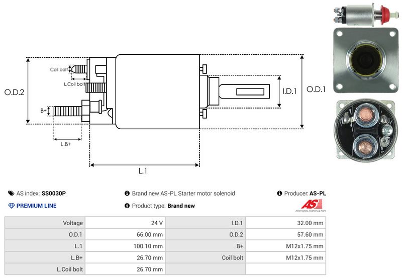 AS-PL SS0030P Solenoid Switch, starter