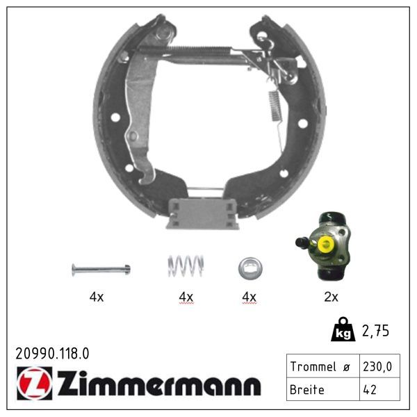 комплект спирачна челюст ZIMMERMANN