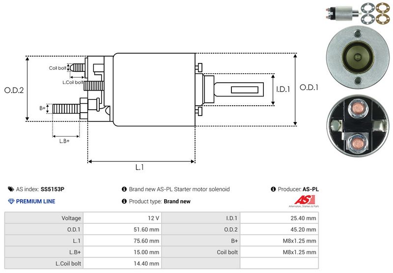 AS-PL SS5153P Solenoid Switch, starter