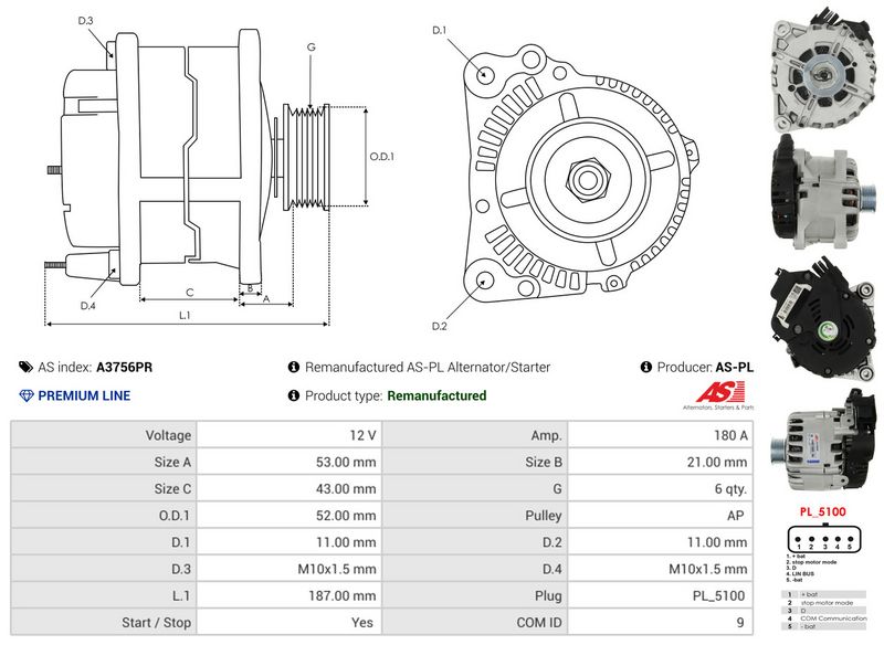 AS-PL A3756PR Alternator