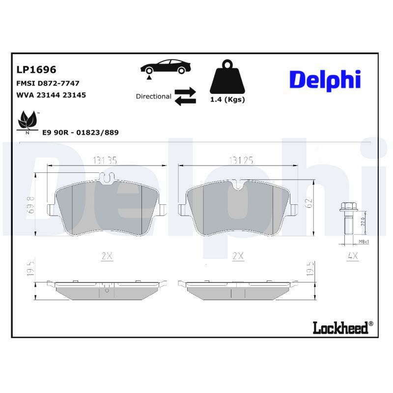 DELPHI LP1696 Brake Pad Set, disc brake
