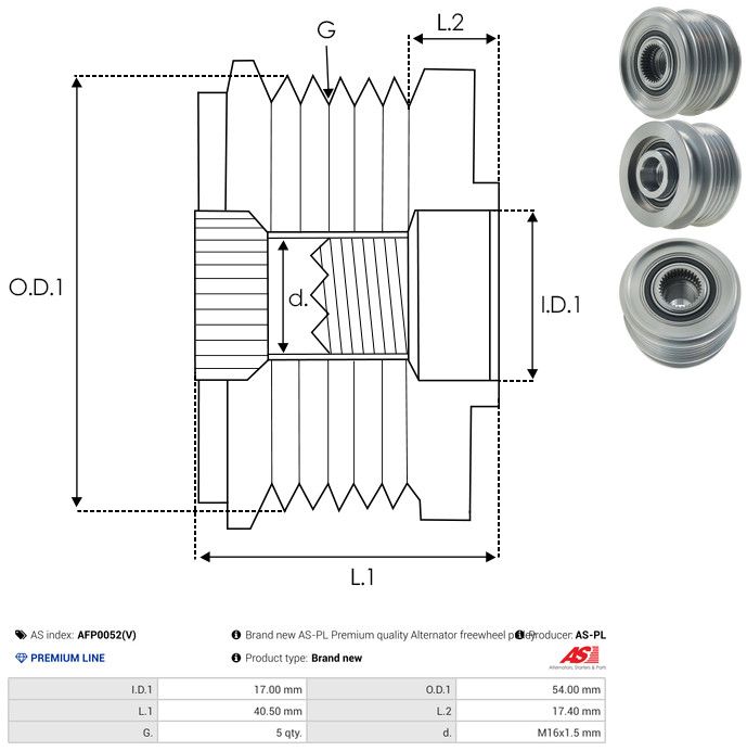 AS-PL AFP0052(V) Alternator Freewheel Clutch