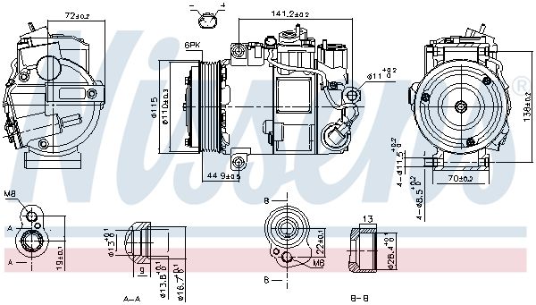 Компресор, система кондиціонування повітря, Nissens 890199