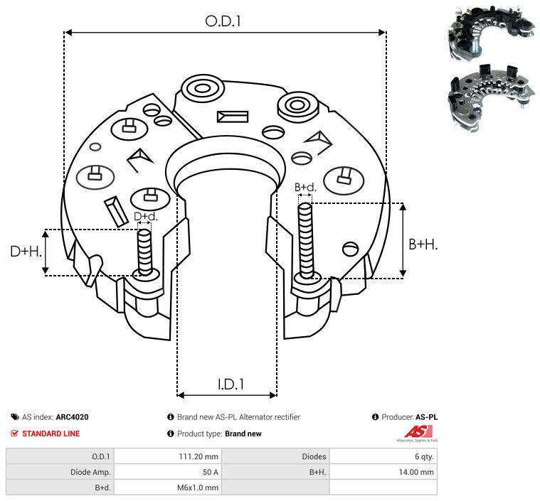 AS-PL ARC4020 Rectifier, alternator