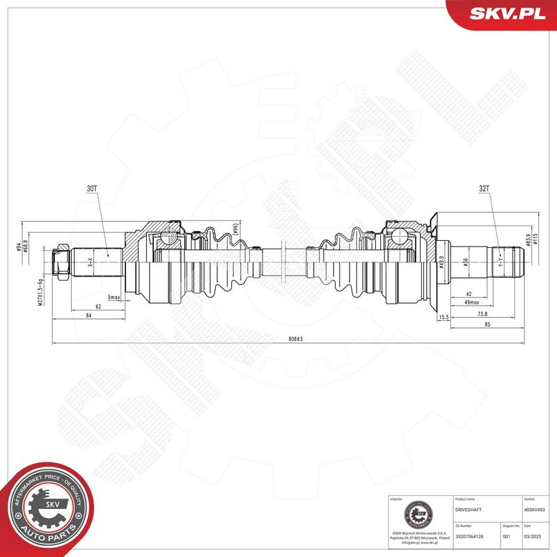ESEN SKV 40SKV453 Drive Shaft