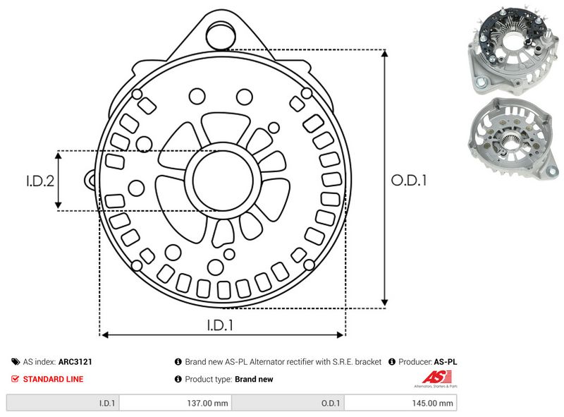 AS-PL ARC3121 Rectifier, alternator