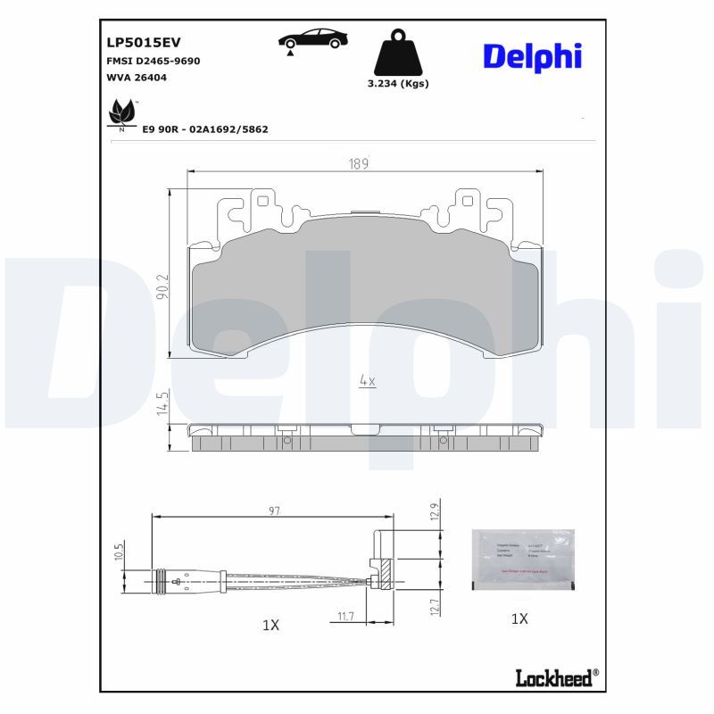 DELPHI LP5015EV Brake Pad Set, disc brake