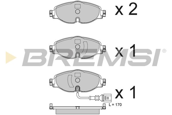 Комплект гальмівних накладок, дискове гальмо, Bremsi BP3782