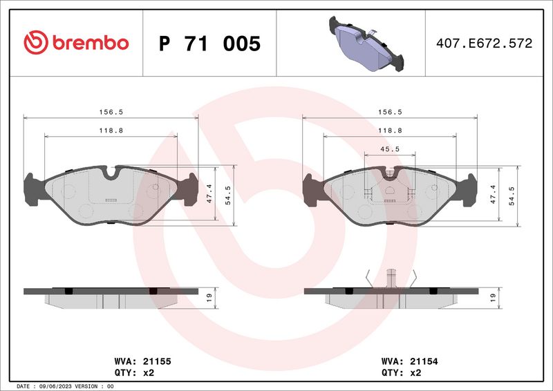 BREMBO Remblokkenset, schijfrem P 71 005