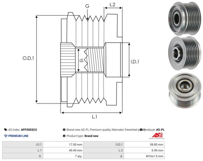 AS-PL AFP2003(V) Alternator Freewheel Clutch