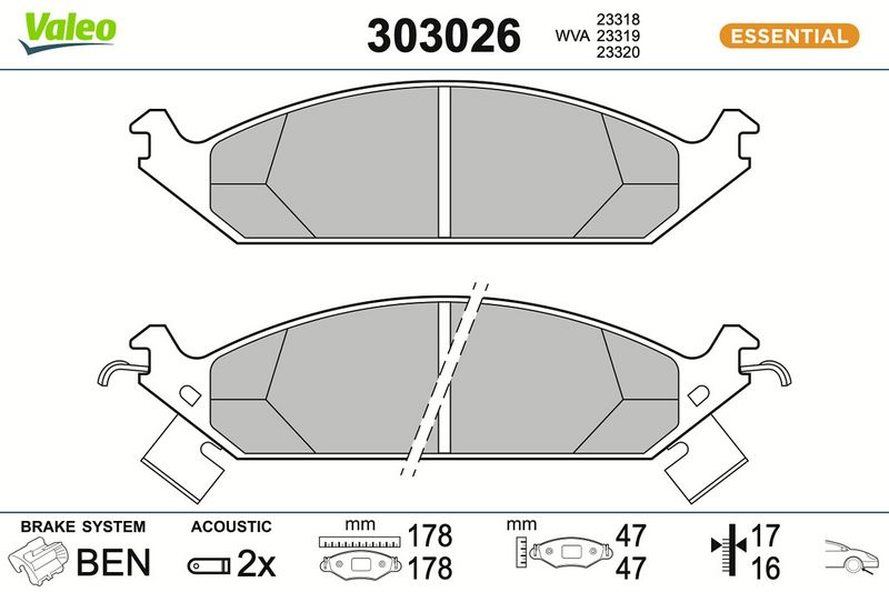 Piduriklotsi komplekt, ketaspidur VALEO 303026