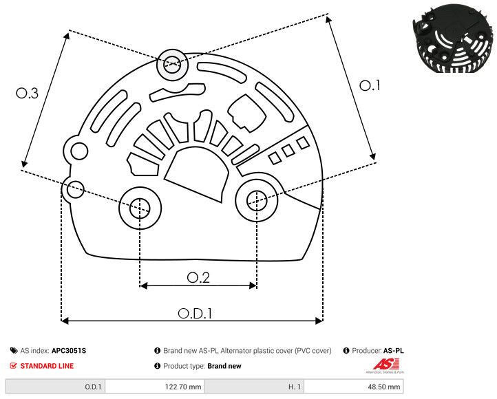 AS-PL APC3051S Protective Cap, alternator