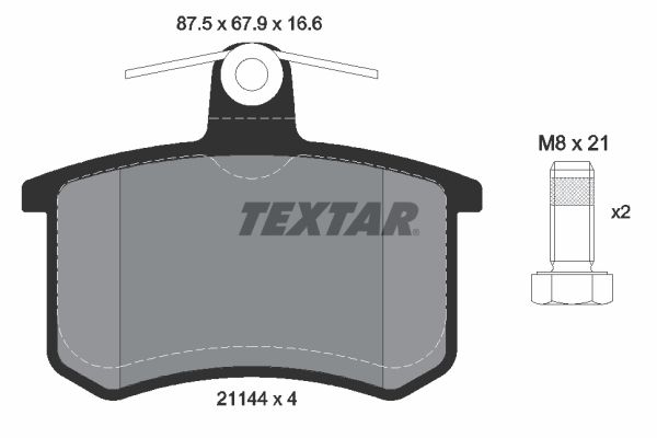 Комплект гальмівних накладок, дискове гальмо, Textar 2114401