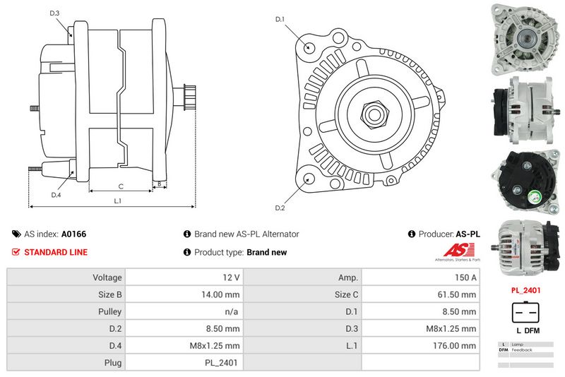 AS-PL A0166 Alternator