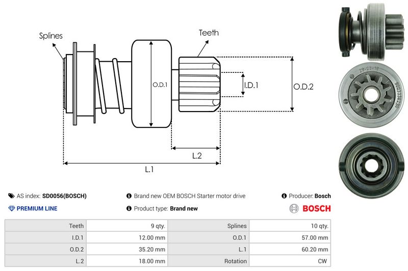 AS-PL SD0056(BOSCH) Freewheel Gear, starter