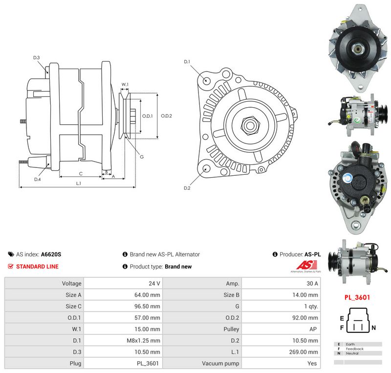 Generaator, AS-PL A6620S