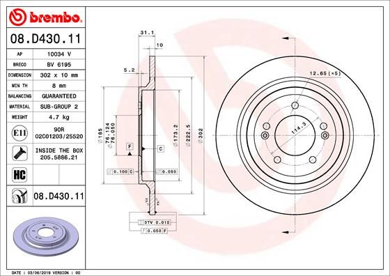 BREMBO Remschijf 08.D430.11