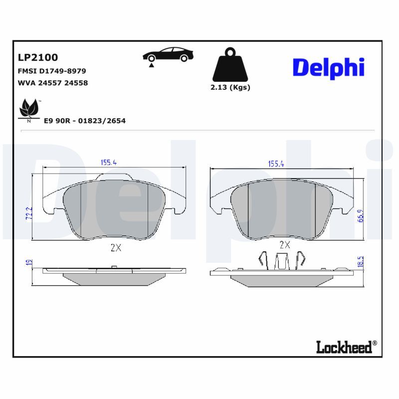 Piduriklotsi komplekt, ketaspidur, DELPHI LP2100