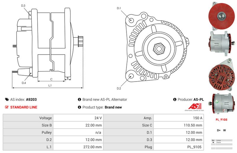 AS-PL A9203 Alternator