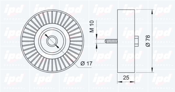 IPD 15-0649 Deflection/Guide Pulley, V-ribbed belt
