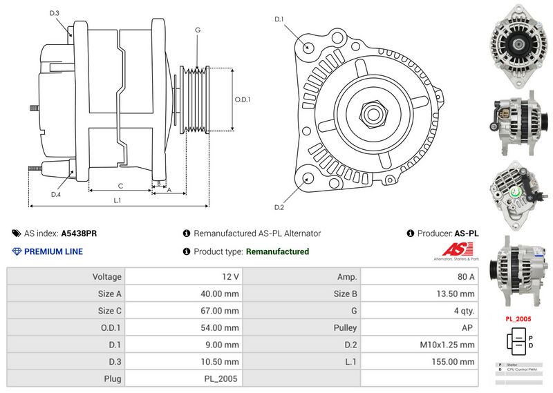 AS-PL A5438PR Alternator