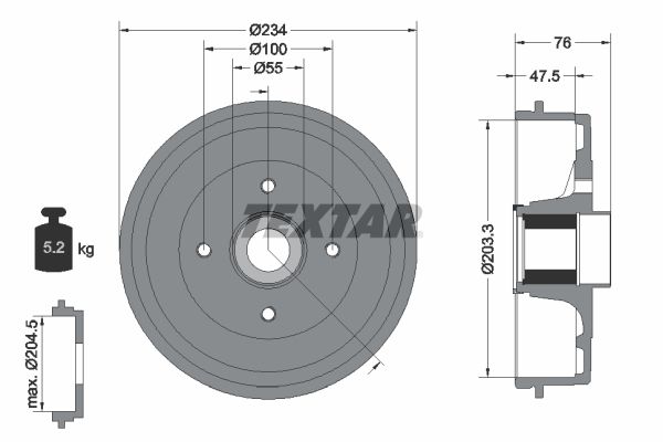 TEXTAR fékdob 94045800