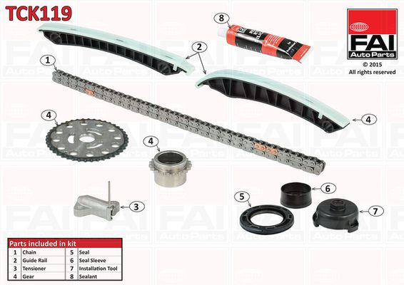 Комплект ланцюгів привода, Fai Autoparts TCK119