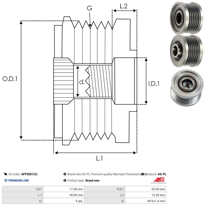 AS-PL AFP2001(V) Alternator Freewheel Clutch