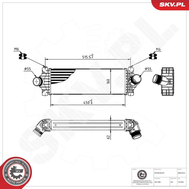 ESEN SKV 98SKV014 Charge Air Cooler