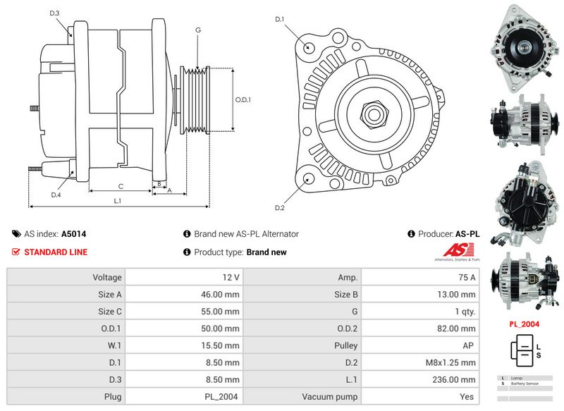 AS-PL A5014 Alternator