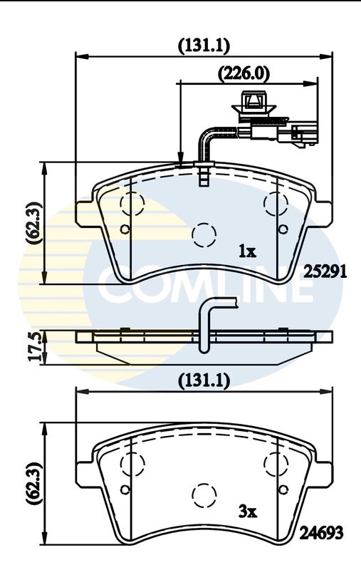 Комплект гальмівних накладок, дискове гальмо, Comline CBP11707