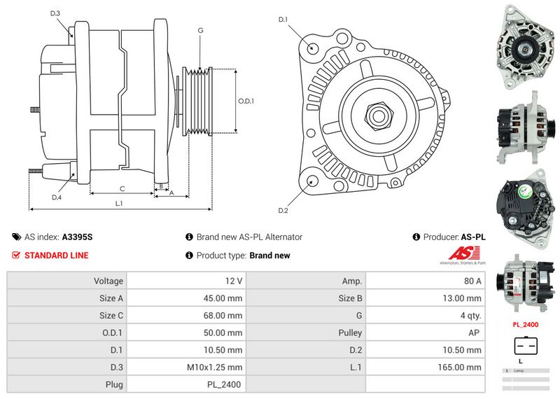 AS-PL A3395S Alternator