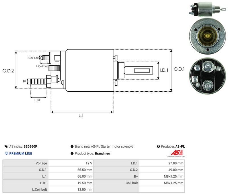 Magnetlülitus, starter, AS-PL SS0260P