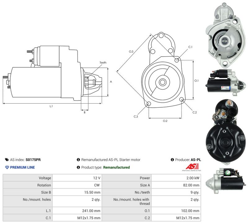 Starter, AS-PL S0175PR