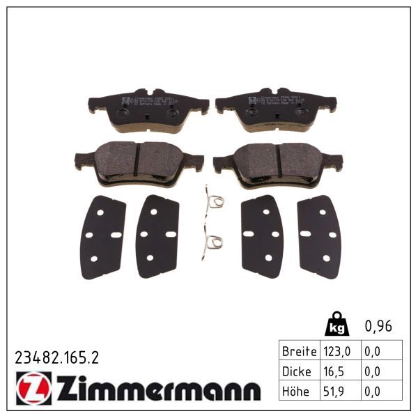 комплект спирачно феродо, дискови спирачки ZIMMERMANN