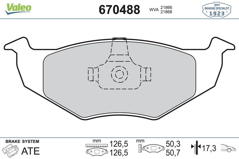 Plaquettes+de+frein+à+disque VALEO 670488