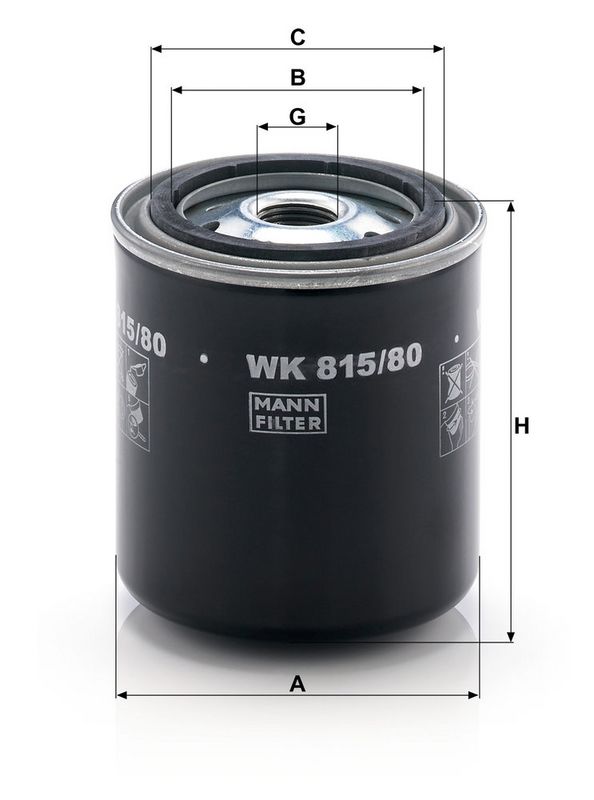 Kütusefilter, MANN-FILTER WK 815, 80