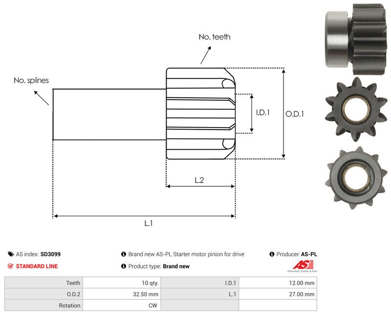 AS-PL SD3099 Freewheel Gear, starter