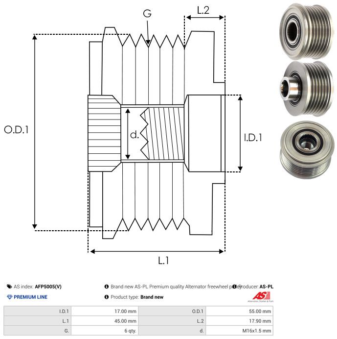 AS-PL AFP5005(V) Alternator Freewheel Clutch