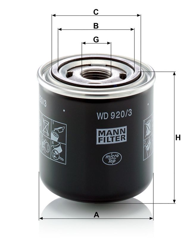 Filter, tööhüdraulika, MANN-FILTER WD 920, 3