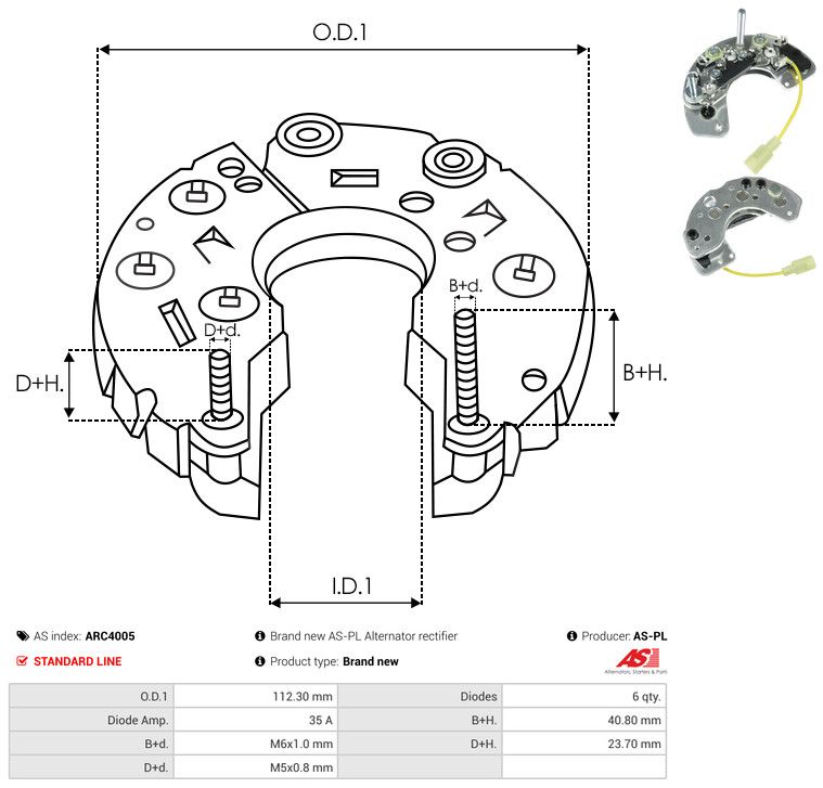 AS-PL ARC4005 Rectifier, alternator
